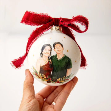 Custom Family Portrait Christmas Ornament, Hand Painted Keepsake Gift