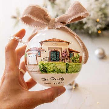 Custom House Portrait Christmas Ornament, Hand Painted Keepsake Gift