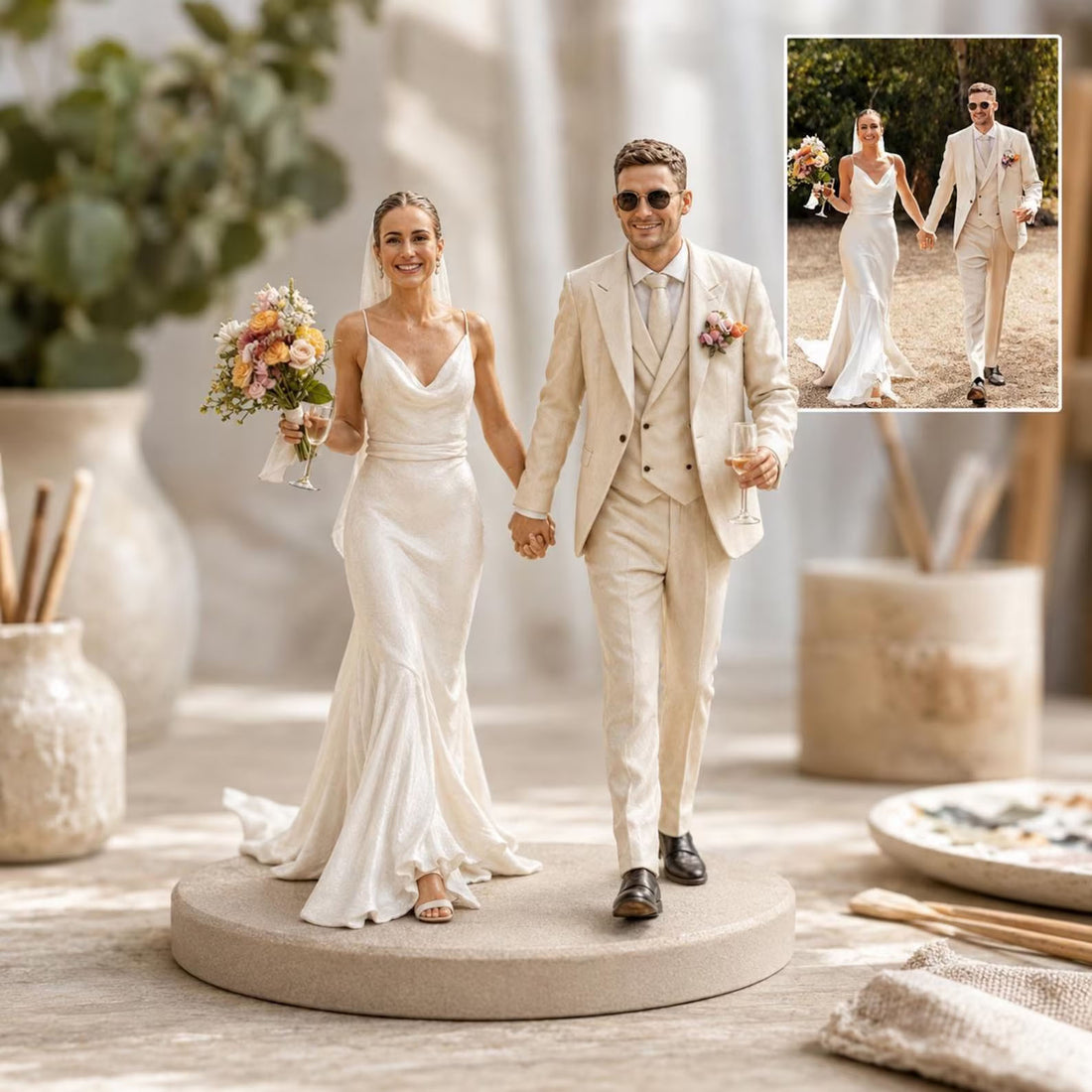 Custom Wedding Couple Figurine From Photo, Personalized 3D Wedding Statue, Anniversary Keepsake Gift, Custom Couple Gift