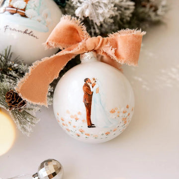 Custom Wedding Portrait Christmas Ornament, Hand Painted Couple Ornament, Personalized First Christmas Married Gift, Anniversary Keepsake
