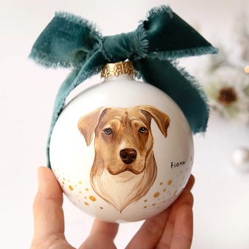 Custom Pet Portrait Christmas Ornament, Hand Painted Dog or Cat Gift, Memorial Keepsake