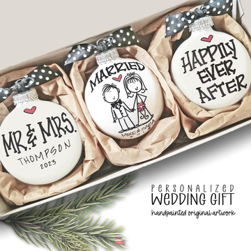 Mr Mrs Personalized Wedding Gift, Married Names Ornament Set, Newlywed Keepsake, Bridal Shower Present